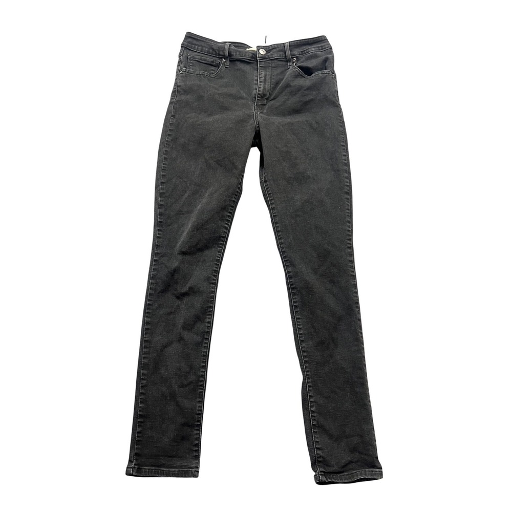 Levi's 721 High Rise Skinny Jeans Womens 31 Black Denim Stretch Faded Slimming